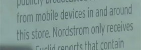 Nordstrom cell phone tracking sign