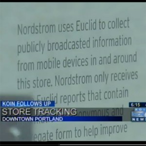 Nordstrom cell phone tracking sign
